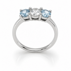 Pre Owned Platinum Aqua Marine and Diamond Ring ZC23
